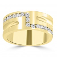 0.65 ct Men's Round Cut Diamond Wedding Band in Yellow Gold  Channel Setting