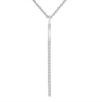 0.22 ct Round Cut Diamond Stick Bar Vertical Long Pendant Necklace for Women (G Color SI-1 Clarity) in 14 kt White Gold with 16 inch Chain Included