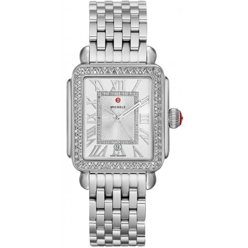 Michele Deco Madison Sunray Silver Dial & Diamond Women's Luxury Watch MWW06T000163 Michele Deco Madison Sunray Silver Dial & Diamond Women's Luxury Watch MWW06T000163