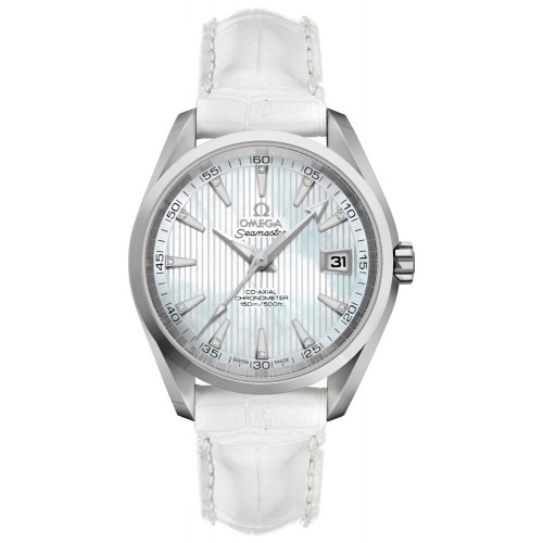 Omega Seamaster Aqua Terra White Pearl & Diamond Men's Watch 23113392155001 Omega Seamaster Aqua Terra White Pearl & Diamond Men's Watch 23113392155001