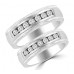 1.06 ct His & Hers Round Cut Diamond Wedding Band Ring Set in 14 kt White Gold