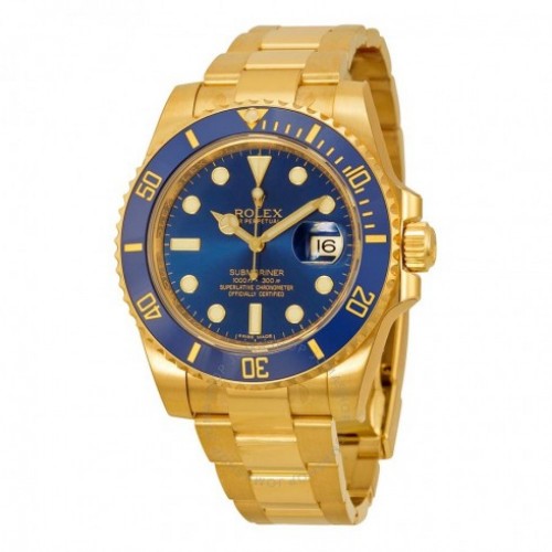 Submariner Blue Dial 18K Yellow Gold Oyster Bracelet Automatic Men's Watch Submariner Blue Dial 18K Yellow Gold Oyster Bracelet Automatic Men's Watch