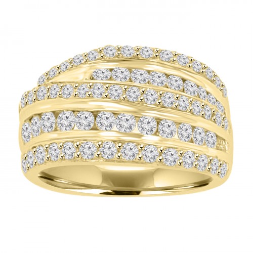 2.00 ct Ladies Round Cut Diamond Anniversary Ring in Prong Setting 14 kt Yellow Gold