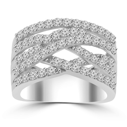 1.53 ct Ladies Round Cut Diamond Designer Anniversary Band in 14 kt White Gold