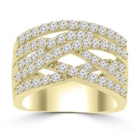 1.53 ct Ladies Round Cut Diamond Designer Anniversary Band in 14 kt Yellow Gold