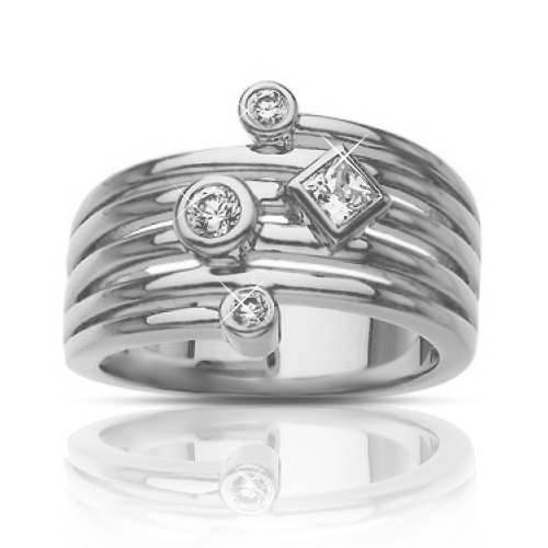 0.50 ct Ladies Round and Princess Cut Diamond Anniversary Ring