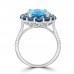 5.63 ct Round Cut Diamond & Oval Shape Blue Topaz Anniversary Ring 5.63 ct Round Cut Diamond & Oval Shape Blue Topaz Anniversary Ring