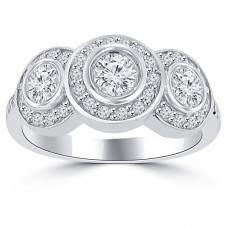 1.90 ct Ladies Three Stone Round Cut Diamond Anniversary Wedding Band Ring in 14 kt White Gold 1.90 ct Ladies Three Stone Round Cut Diamond Anniversary Wedding Band Ring in 14 kt White Gold