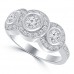 1.90 ct Ladies Three Stone Round Cut Diamond Anniversary Wedding Band Ring in 14 kt White Gold