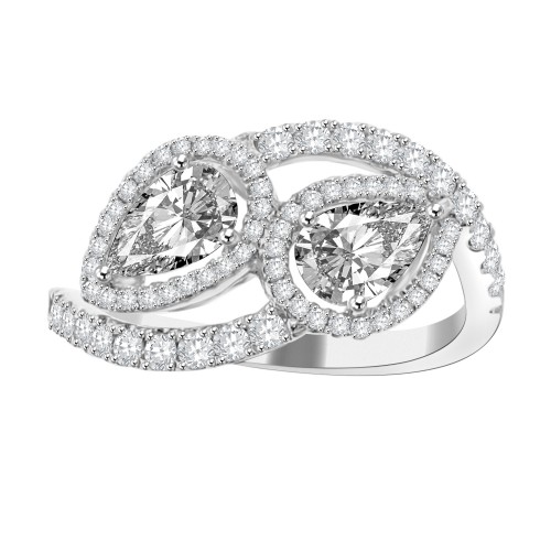 1.75ct Ladies Round Cut & Pear Shape Diamond Anniversary Wedding Band in 14k White Gold (G-H Color I-3 Clarity)