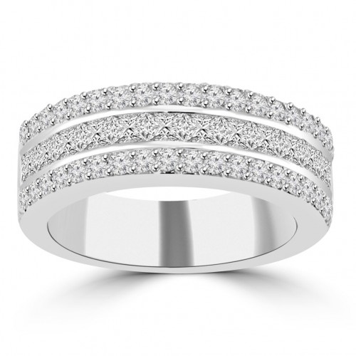 1.79 ct Ladies Princess and Round Cut Diamond Anniversary Ring 