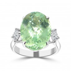 9.03 Ct Oval Cut Green Amethyst & Princess Cut Diamond Anniversary Ring 9.03 Ct Oval Cut Green Amethyst & Princess Cut Diamond Anniversary Ring
