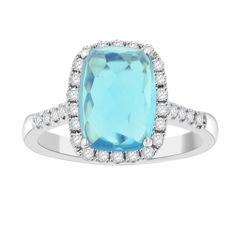 4.82 ct Ladies Round Cut Diamond & Cushion Cut Blue Topaz Anniversary Wedding Band Ring ( G-H Color SI-2 I1 Clarity) 4.82 ct Ladies Round Cut Diamond & Cushion Cut Blue Topaz Anniversary Wedding Band Ring ( G-H Color SI-2 I1 Clarity)