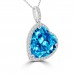 8.83 ct Heart Shaped Blue Topaz Pendant Necklace (G-H Color SI-2 I-1 Clarity) in 14 kt White Gold 8.83 ct Heart Shaped Blue Topaz Pendant Necklace (G-H Color SI-2 I-1 Clarity) in 14 kt White Gold