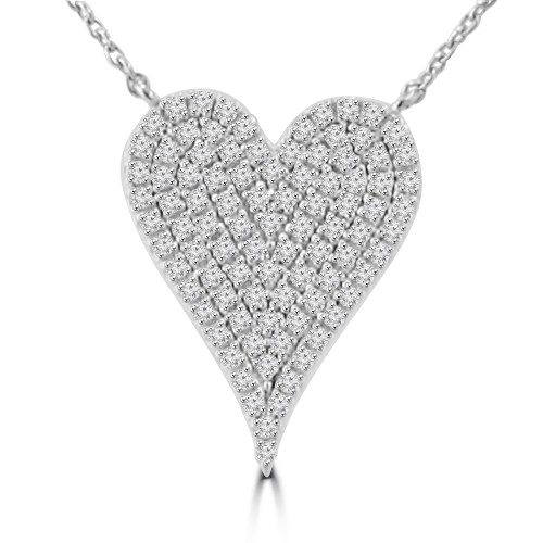 0.20 ct Heart Shaped Diamond Pendant Necklace (G-H Color SI-2 I-1 Clarity) in 14 kt White Gold