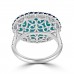 7.34 ct Round Cut Diamond & Oval Shape Turquoise Anniversary Ring 7.34 ct Round Cut Diamond & Oval Shape Turquoise Anniversary Ring