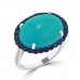 7.34 ct Round Cut Diamond & Oval Shape Turquoise Anniversary Ring 7.34 ct Round Cut Diamond & Oval Shape Turquoise Anniversary Ring