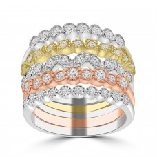 0.76 ct Ladies 5 Piece Round Cut Diamond Wedding Band Ring in 14k White/Yellow/Rose Gold 0.76 ct Ladies 5 Piece Round Cut Diamond Wedding Band Ring in 14k White/Yellow/Rose Gold