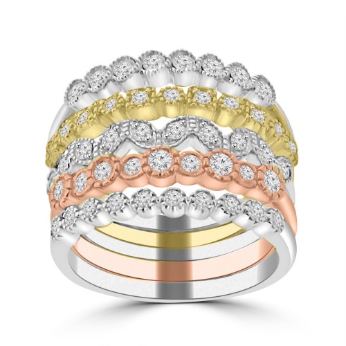 0.76 ct Ladies 5 Piece Round Cut Diamond Wedding Band Ring in 14k White/Yellow/Rose Gold 0.76 ct Ladies 5 Piece Round Cut Diamond Wedding Band Ring in 14k White/Yellow/Rose Gold