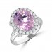 6.37 Ct Oval Cut Kunzite & Round Cut Diamond Anniversary Ring 6.37 Ct Oval Cut Kunzite & Round Cut Diamond Anniversary Ring