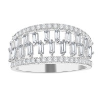 1.10ct Ladies Round Cut & Baguette Diamond Anniversary Wedding Band in 14k White Gold (G-H Color SI-3 Clarity) 1.10ct Ladies Round Cut & Baguette Diamond Anniversary Wedding Band in 14k White Gold (G-H Color SI-3 Clarity)