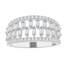 1.10ct Ladies Round Cut & Baguette Diamond Anniversary Wedding Band in 14k White Gold (G-H Color SI-3 Clarity) 1.10ct Ladies Round Cut & Baguette Diamond Anniversary Wedding Band in 14k White Gold (G-H Color SI-3 Clarity)