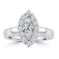 1.46 ct Ladies Marquise and Round Cut Diamond Anniversary Ring in 14 kt White Gold