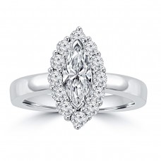 1.46 ct Ladies Marquise and Round Cut Diamond Anniversary Ring in 14 kt White Gold 1.46 ct Ladies Marquise and Round Cut Diamond Anniversary Ring in 14 kt White Gold