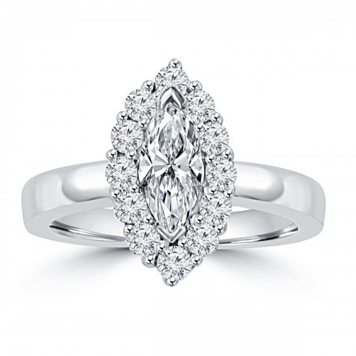 1.46 ct Ladies Marquise and Round Cut Diamond Anniversary Ring in 14 kt White Gold 1.46 ct Ladies Marquise and Round Cut Diamond Anniversary Ring in 14 kt White Gold