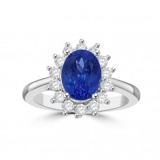 3.10 ct Ladies Round Cut Diamond & Oval Shape Tanzanite Anniversary Ring ( G Color SI-1 Clarity) 3.10 ct Ladies Round Cut Diamond & Oval Shape Tanzanite Anniversary Ring ( G Color SI-1 Clarity)