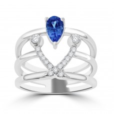 0.92 Ct Pear Shape Tanzanite & Round Cut Diamond Anniversary Ring 0.92 Ct Pear Shape Tanzanite & Round Cut Diamond Anniversary Ring