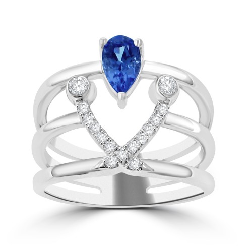0.92 Ct Pear Shape Tanzanite & Round Cut Diamond Anniversary Ring 0.92 Ct Pear Shape Tanzanite & Round Cut Diamond Anniversary Ring