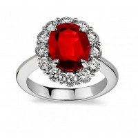 7.09 ct Oval Shape Ruby And Diamond Anniversary Ring 7.09 ct Oval Shape Ruby And Diamond Anniversary Ring