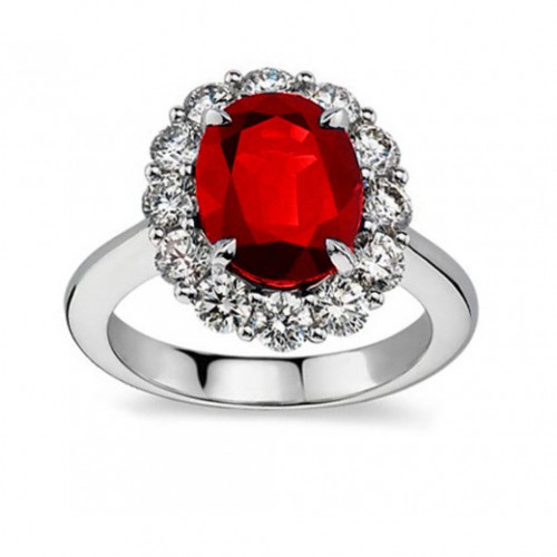 7.09 ct Oval Shape Ruby And Diamond Anniversary Ring 7.09 ct Oval Shape Ruby And Diamond Anniversary Ring