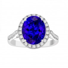 3.12 Ct Oval Cut Tanzanite & Round Cut Diamond Anniversary Ring ( G-H Color SI-2 I1 Clarity) 3.12 Ct Oval Cut Tanzanite & Round Cut Diamond Anniversary Ring ( G-H Color SI-2 I1 Clarity)