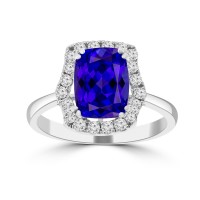 2.65 Ct Cushion Cut Tanzanite & Round Cut Diamond Anniversary Ring ( G-H Color SI-2 I1 Clarity) 2.65 Ct Cushion Cut Tanzanite & Round Cut Diamond Anniversary Ring ( G-H Color SI-2 I1 Clarity)