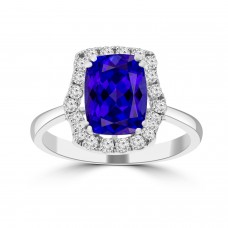 2.65 Ct Cushion Cut Tanzanite & Round Cut Diamond Anniversary Ring ( G-H Color SI-2 I1 Clarity) 2.65 Ct Cushion Cut Tanzanite & Round Cut Diamond Anniversary Ring ( G-H Color SI-2 I1 Clarity)
