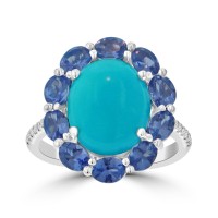 6.12 Ct Round Cut Diamond Oval Shape Turquoise Anniversary Ring 6.12 Ct Round Cut Diamond Oval Shape Turquoise Anniversary Ring