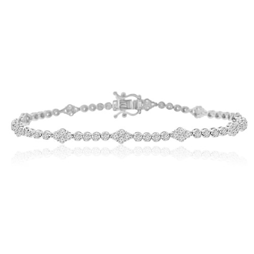 2.01 ct Ladies Round Cut Diamond Tennis Bracelet in 14 kt White Gold 