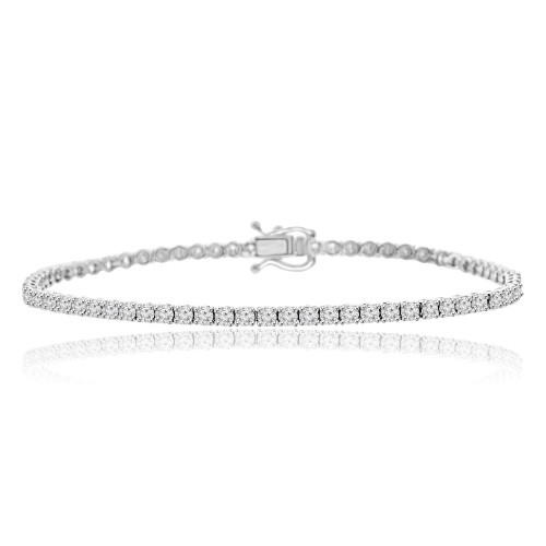 3.25 ct Ladies Round Cut Diamond Tennis Bracelet in 14 kt White Gold 