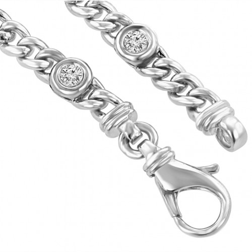 0.91 ct Ladies Cuban Link Round Cut Diamond Tennis Bracelet in 14kt Gold 0.91 ct Ladies Cuban Link Round Cut Diamond Tennis Bracelet in 14kt Gold