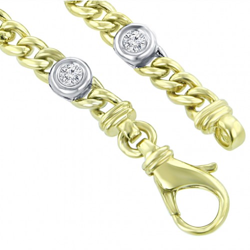 0.91 ct Ladies Two Tone Cuban Link Round Cut Diamond Tennis Bracelet 0.91 ct Ladies Two Tone Cuban Link Round Cut Diamond Tennis Bracelet