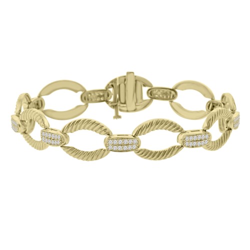 1.08 ct Ladies Round Cut Diamond Designer Bracelet in 14 kt Yellow Gold 1.08 ct Ladies Round Cut Diamond Designer Bracelet in 14 kt Yellow Gold