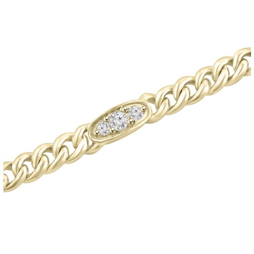 0.76 ct Ladies Cuban Link Round Cut Diamond Tennis Bracelet in 14kt Yellow Gold 0.76 ct Ladies Cuban Link Round Cut Diamond Tennis Bracelet in 14kt Yellow Gold