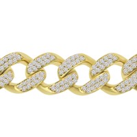 10.15 ct Men's Round Cut Diamond Miami Cuban Link Bracelet in 14 kt Yellow Gold 10.15 ct Men's Round Cut Diamond Miami Cuban Link Bracelet in 14 kt Yellow Gold