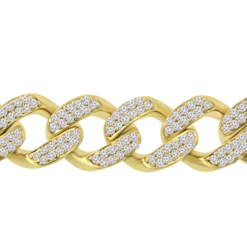 10.15 ct Men's Round Cut Diamond Miami Cuban Link Bracelet in 14 kt Yellow Gold 10.15 ct Men's Round Cut Diamond Miami Cuban Link Bracelet in 14 kt Yellow Gold