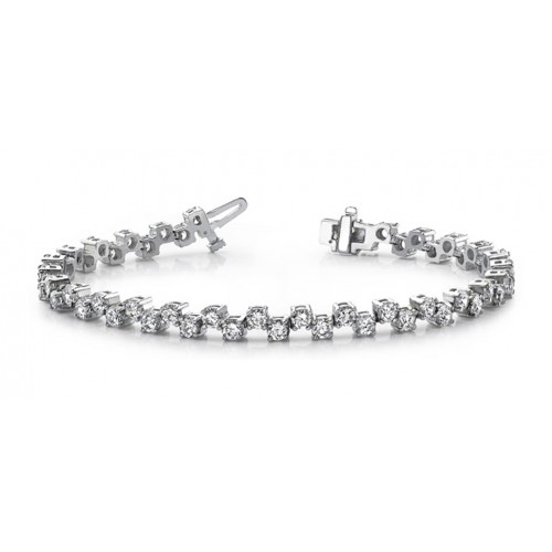 5.00 ct Ladies Round Cut Diamond Tennis Bracelet In Prong Setting In 14 kt White Gold 