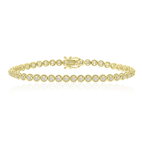 1.15 ct Ladies Round Cut Diamond Tennis Bracelet in 14 kt Yellow Gold 