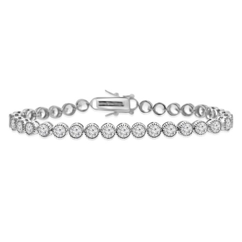 21.00 ct Ladies Round Cut Cubic Zirconia Tennis Bracelet in 925 kt Silver