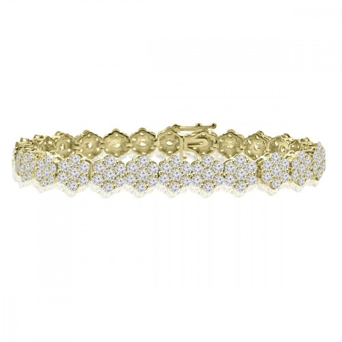 10.65 ct Ladies Round Cut Diamond Tennis Bracelet in 14 kt Yellow Gold 